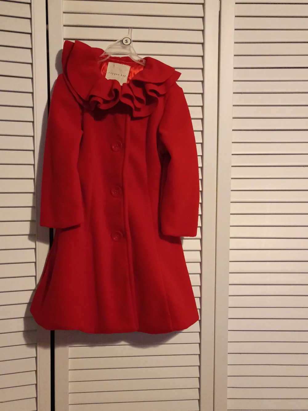 Copper Key 2T/3T Red Ruffle Pea Coat